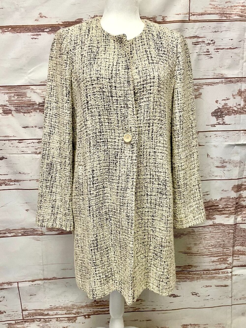 Eileen Fisher Tweed Single Button Jacket